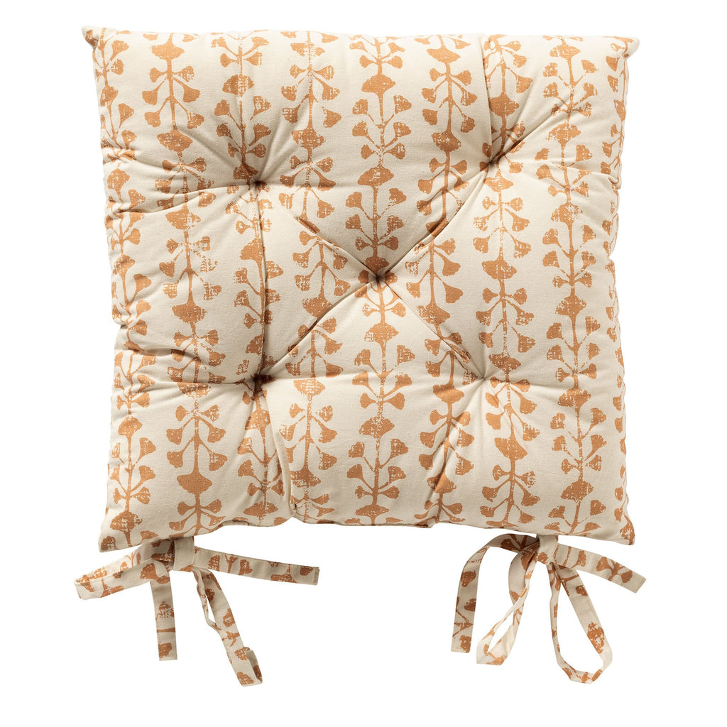 Dutch Decor Francine - Stoelkussen 40x40 cm - Bladpatroon - Met striklinten - Dusty Coral - Roze, wit
