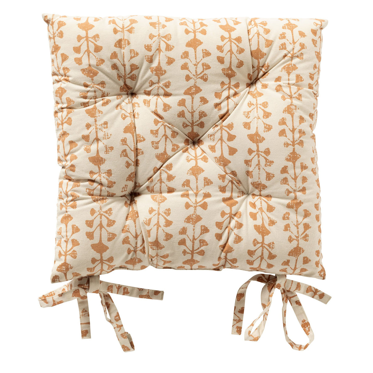 Dutch Decor Francine - Stoelkussen 40x40 cm - Bladpatroon - Met striklinten - Dusty Coral - Roze, wit