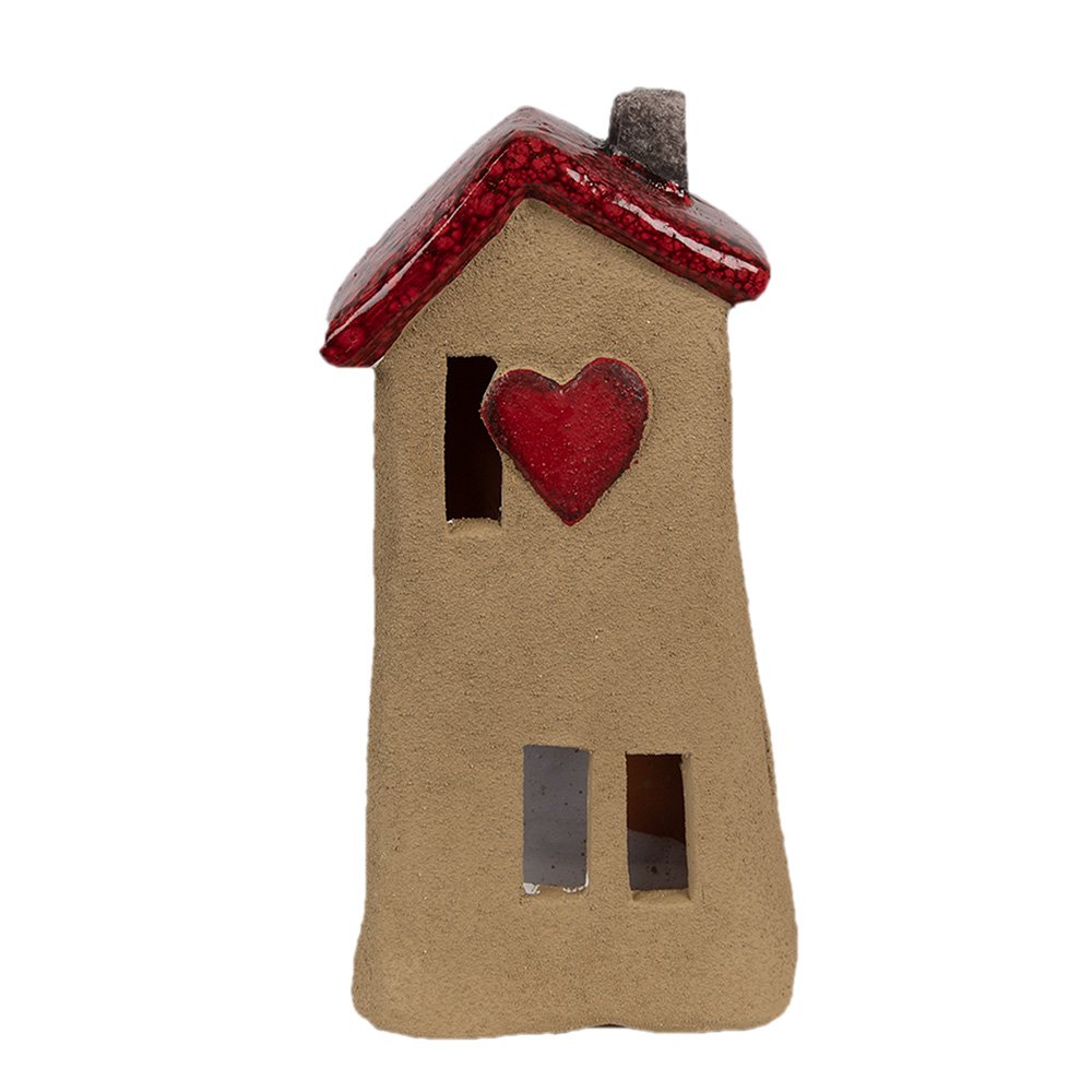 Decoratie Beeld Huis 10x7x19 cm Bruin Rood Keramiek