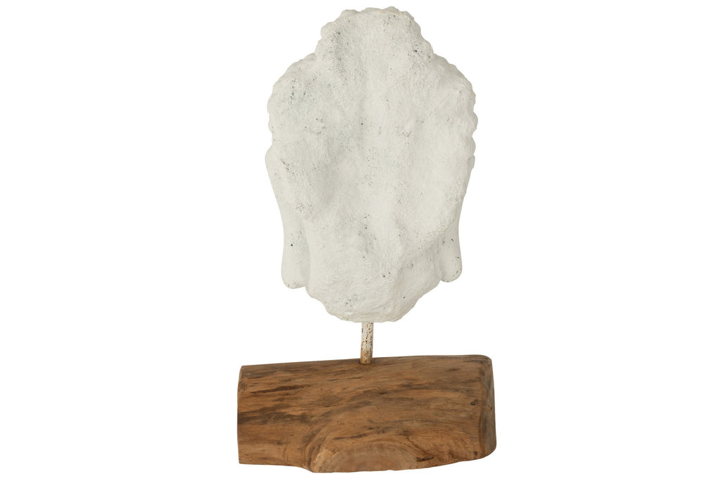 J-Line Decoratie Hoofd Teakhout/Cement Wit/Naturel