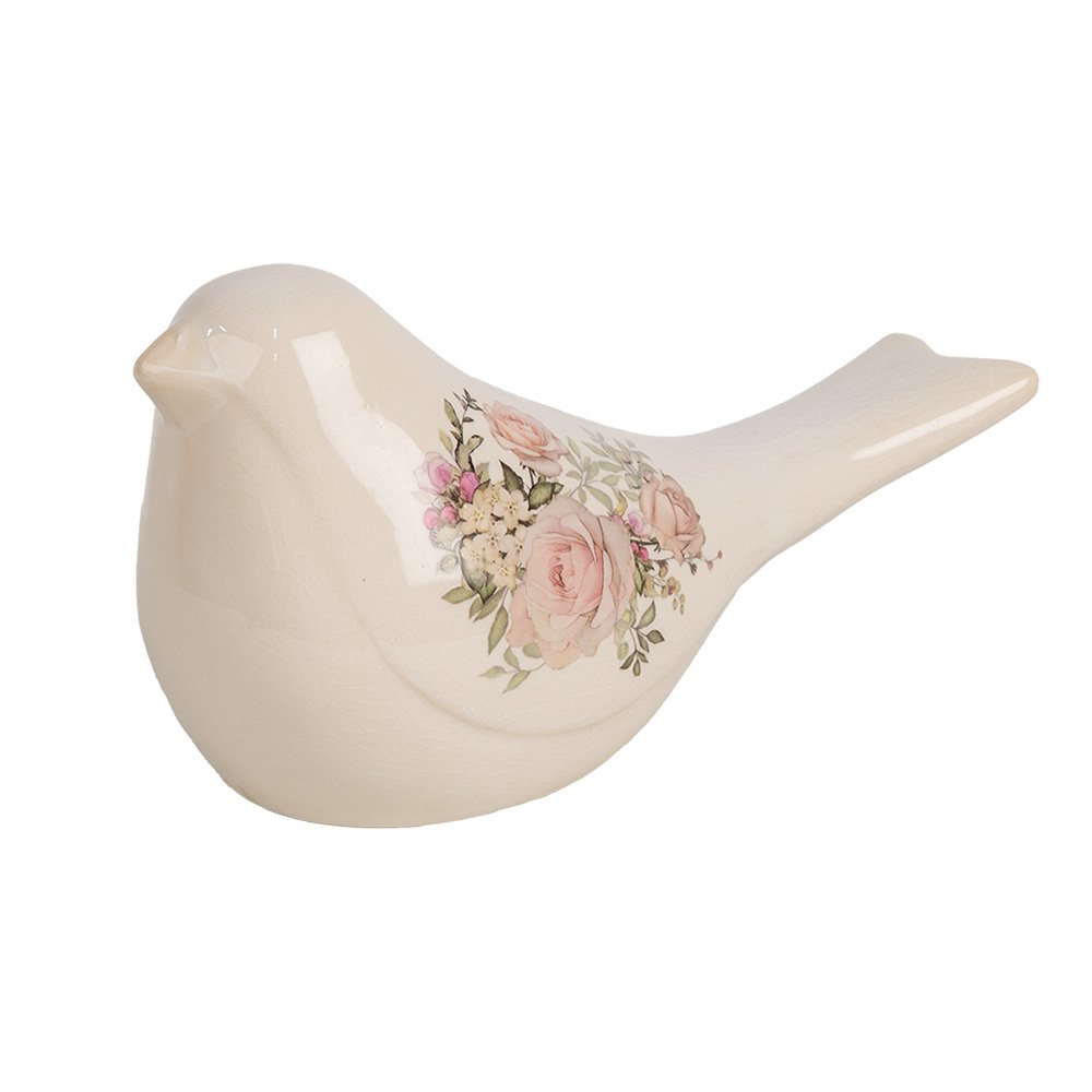 Decoratie Beeld Vogel 25x10x13 cm Beige Keramiek