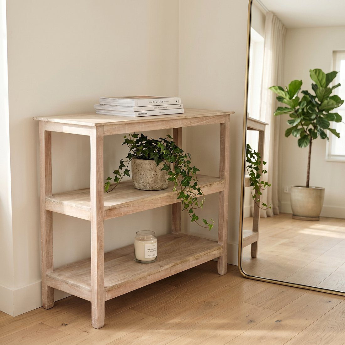 Limewash schoenenrek - 90x35x75 cm