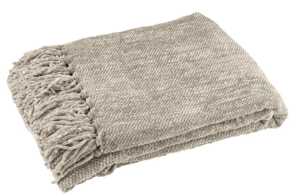 J-Line deken Chenille - polyester - groen