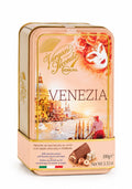 Vergani – Venezia Melkchocolade Praliné met Hazelnoten & Nougat – Blik 100 g