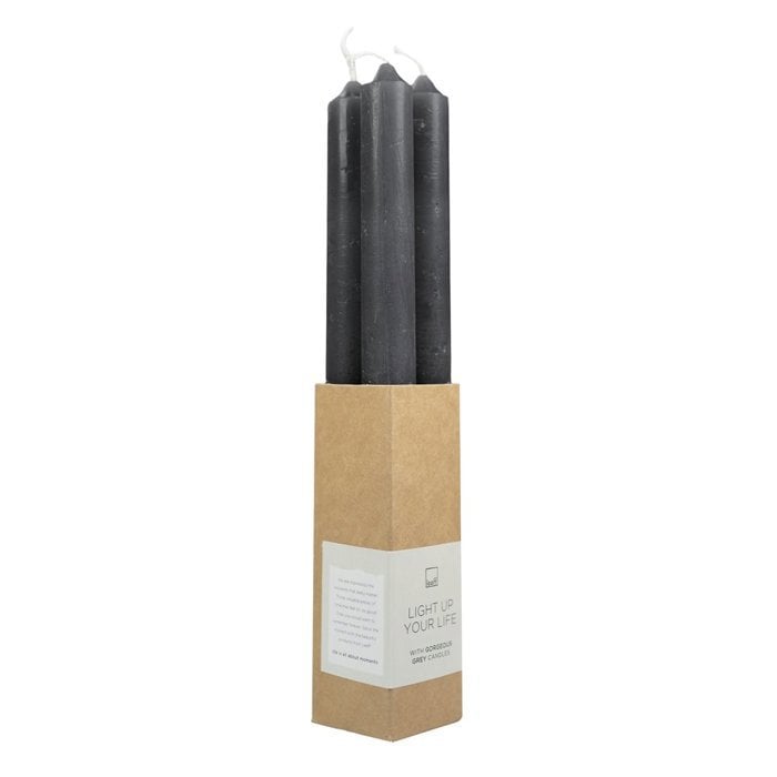 Leeff Dinner Candles Dewi Grey, set of 4