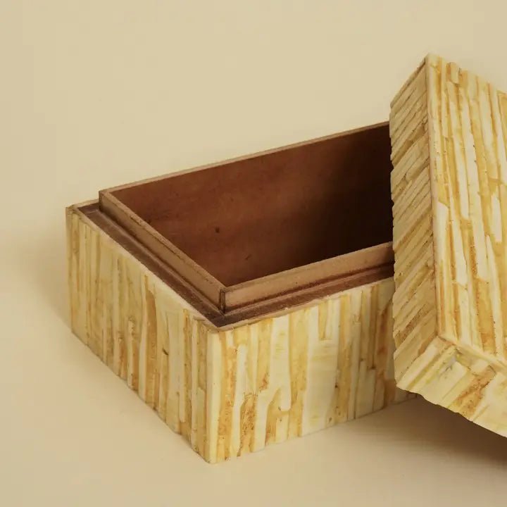 Yellow Striation Elegance Box – Handgemaakte opslag van MDF en hars
