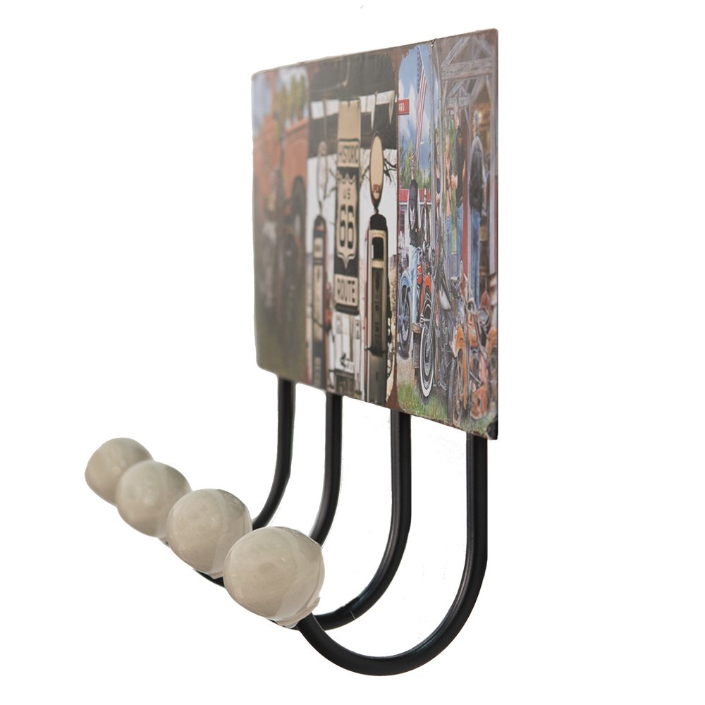 Wandkapstok 40x5x17 cm Zwart Rood IJzer Motor
