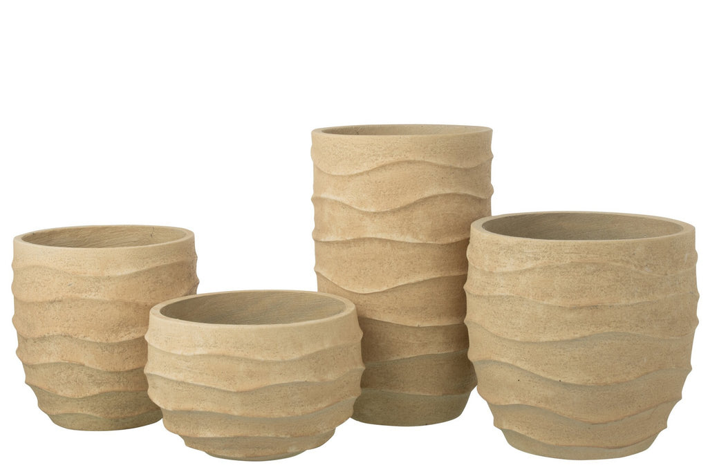 J-Line bloempot Golf + Buiten zand - steen - beige - extra L