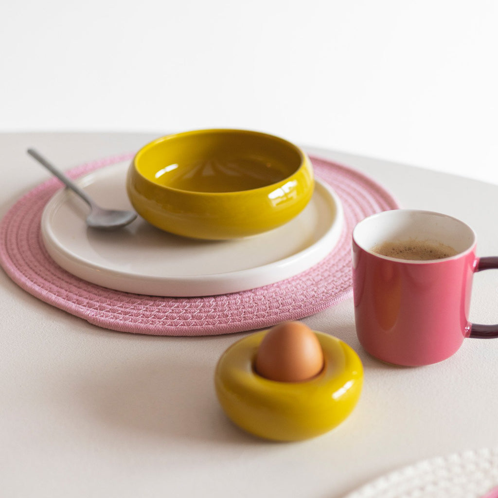 Kom 16xH5,5cm mosterdgeel Billie - Set van 2