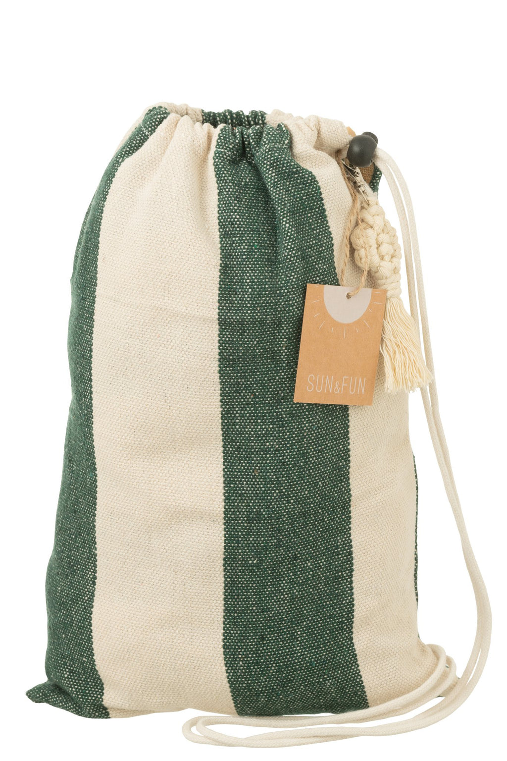 J-Line Hangmat Brede Strepen Katoen/Polyester Donker Groen/Ecru