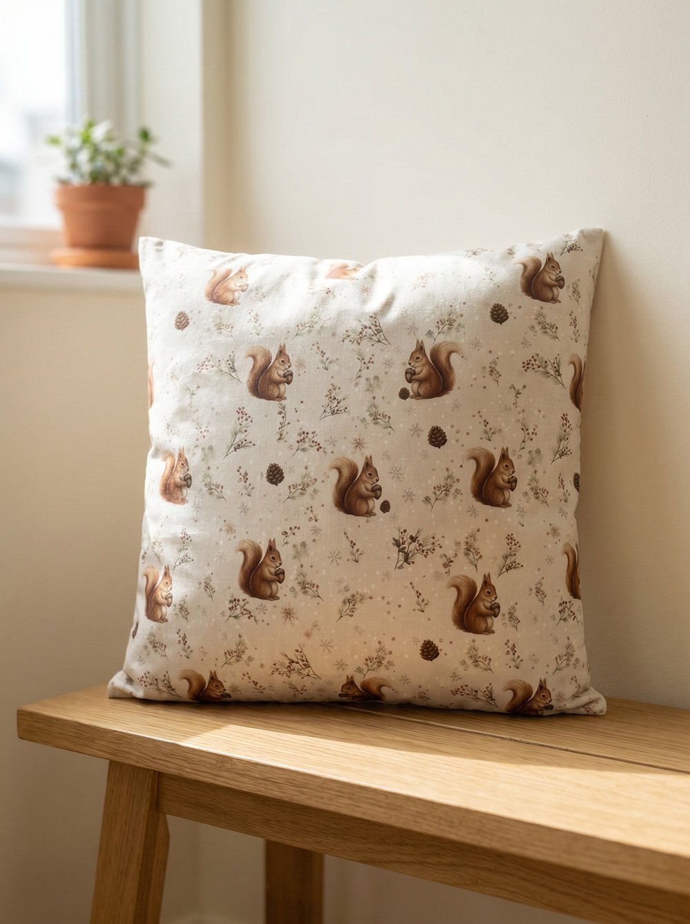 Sierkussen Beige Polyester Eekhoorn