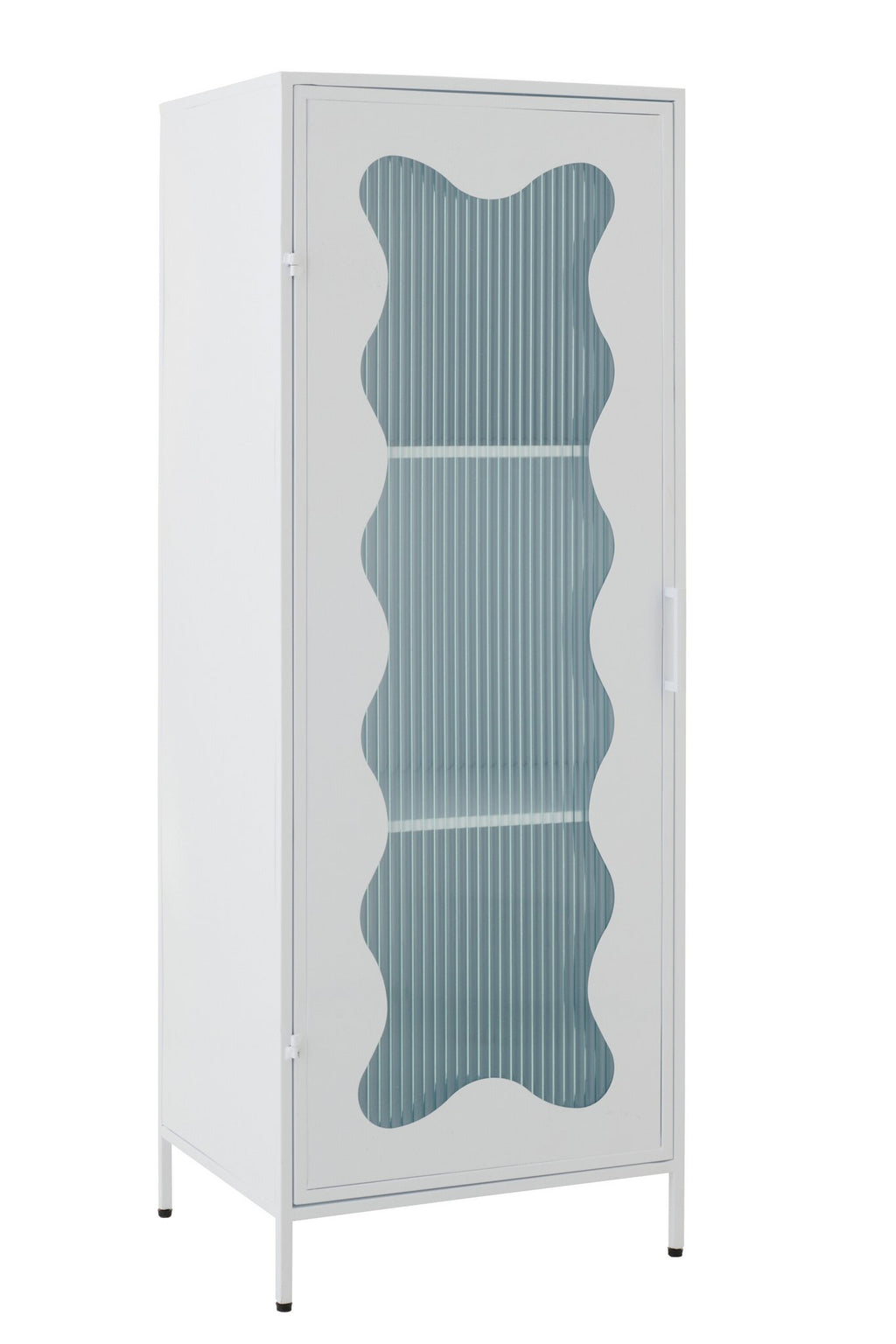 J-Line decoratie Kast - polyresin - ijzer/glas - wit