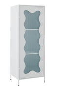 J-Line decoratie Kast - polyresin - ijzer/glas - wit