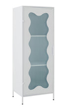 J-Line decoratie Kast - polyresin - ijzer/glas - wit