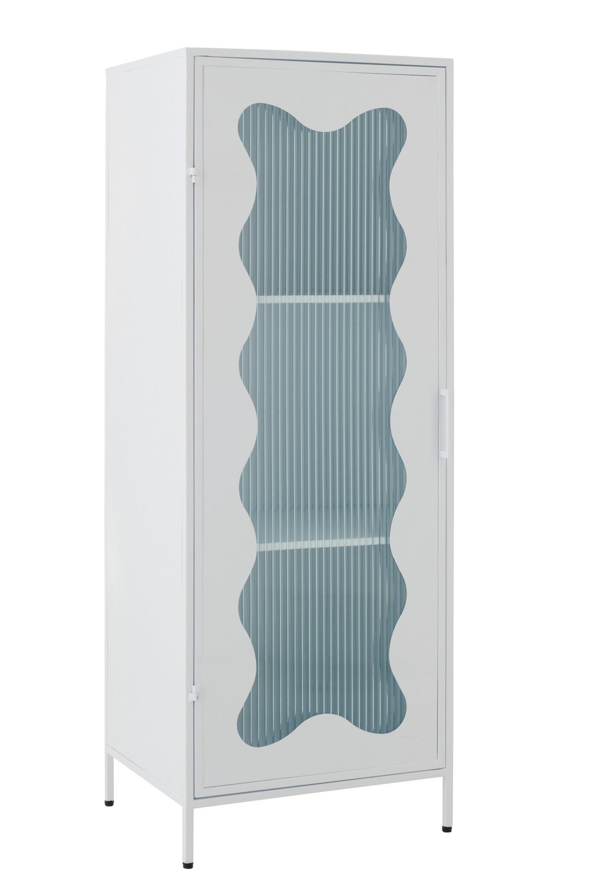 J-Line decoratie Kast - polyresin - ijzer/glas - wit