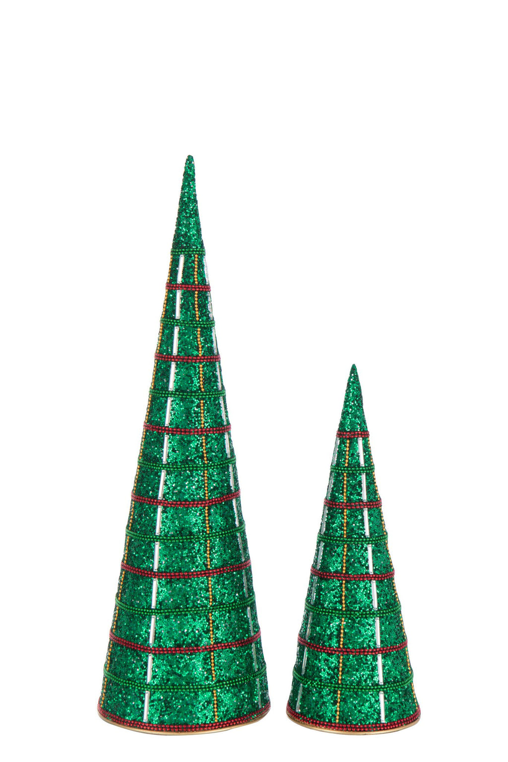 J-Line decoratie Kegel Kralen - ijzer - smaragdgroen - set van 2
