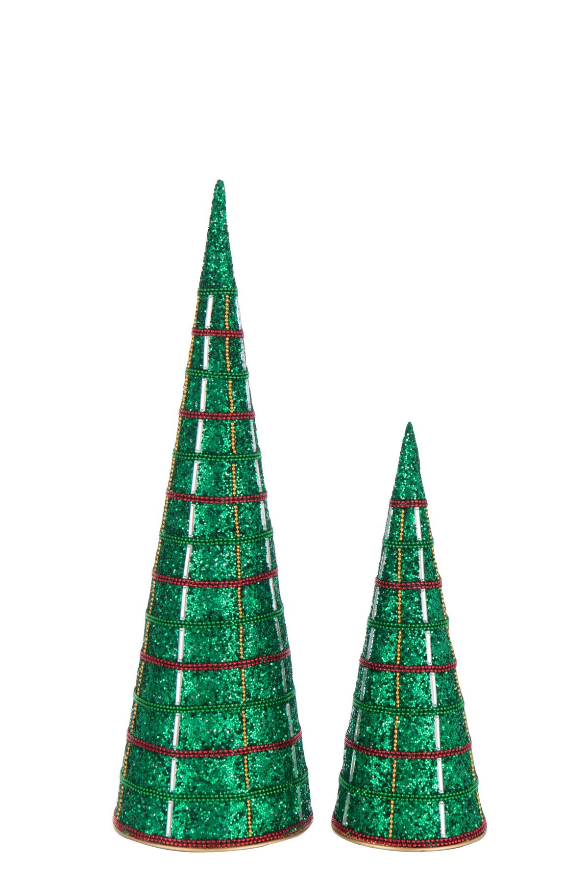J-Line decoratie Kegel Kralen - ijzer - smaragdgroen - set van 2