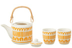 J-Line Set 3 Theepotten Set Strepen Doos Keramiek Oranje