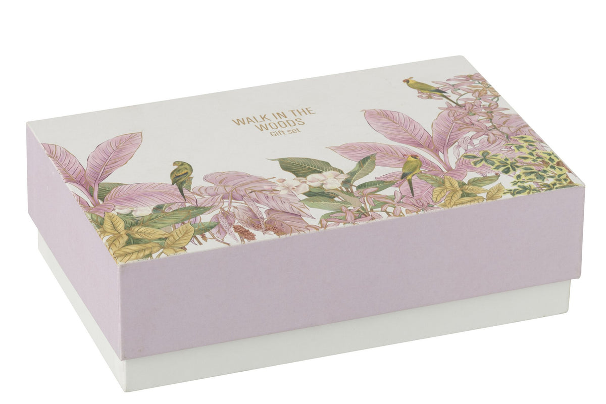J-Line cadeauset geurkaarsen + geurolie boswandeling - roze