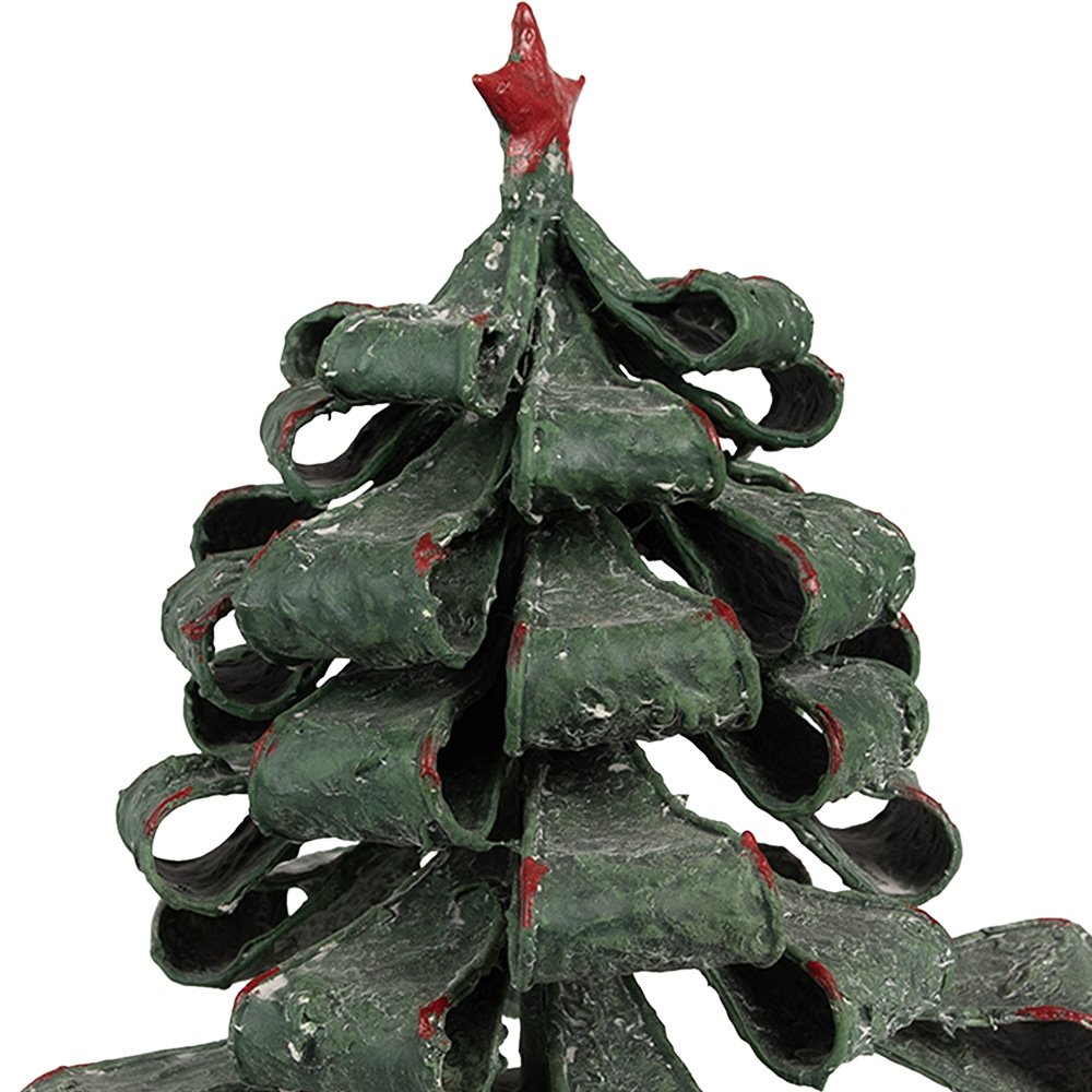 Kerstdecoratie Beeld Kerstboom Ø 21x24 cm Groen Metaal