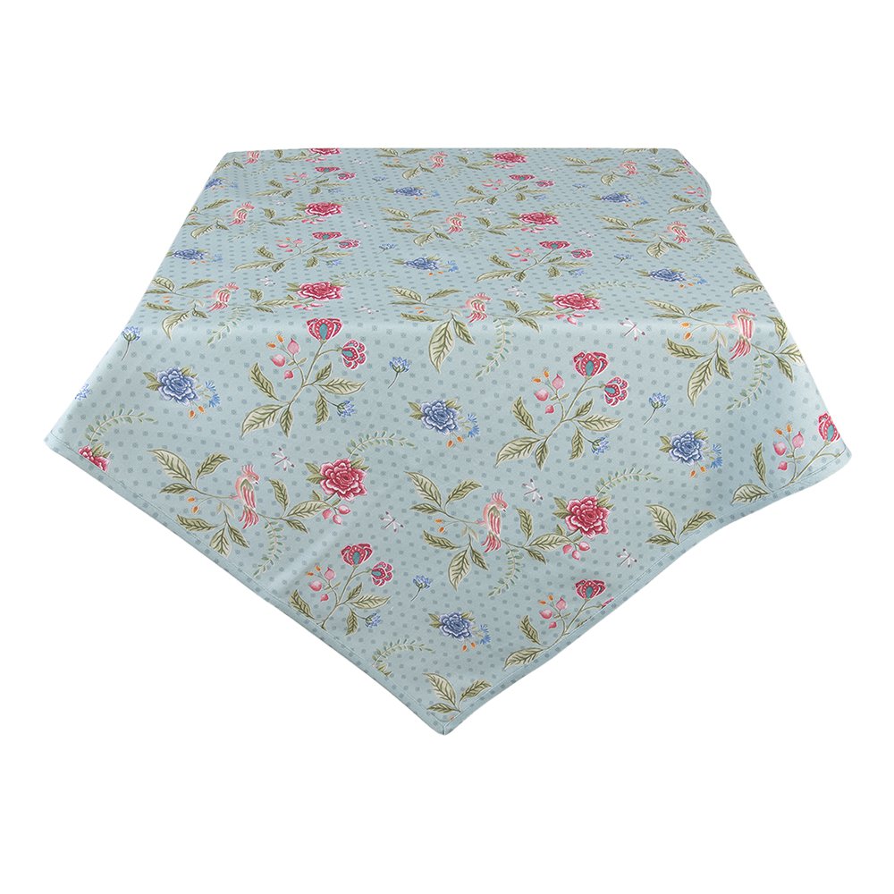 Tafelkleed 150x150 cm Blauw Groen Katoen Bloemen Tafellaken