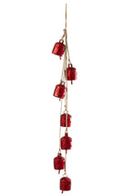 J-Line hanger 7 Bellen Spiegels - ijzer - kerstrood
