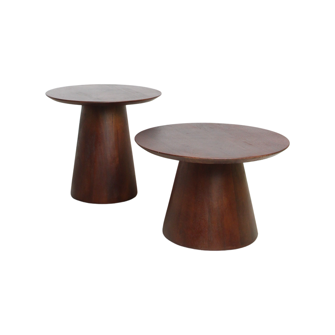 Bullnose cone bijzettafel mangohout Ø55 cm