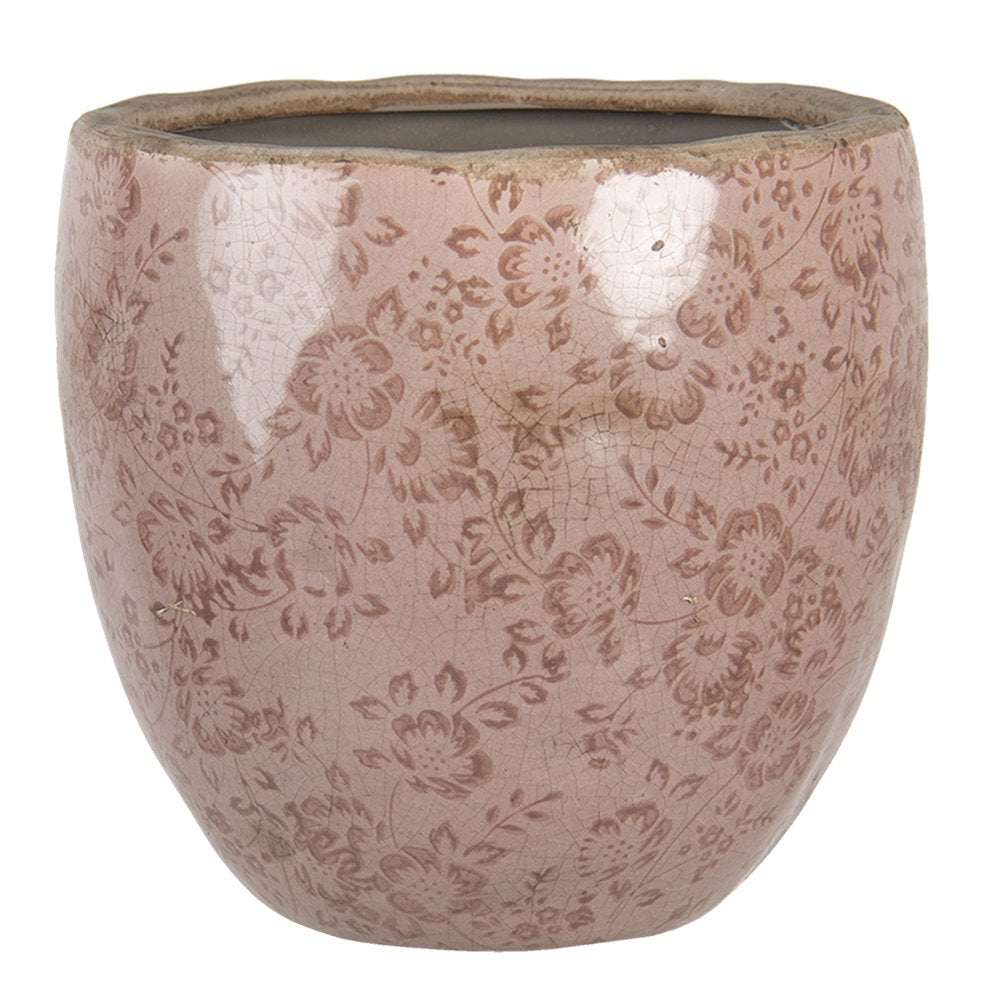 Bloempot Ø 20x19 cm Roze Keramiek Bloemen Bloempot Binnen