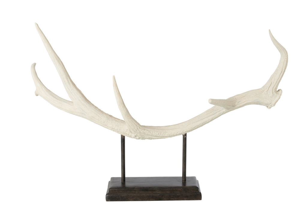J-Line Gewei op voet - polyresin - beige