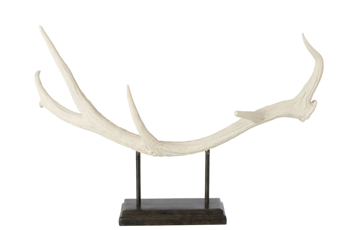 J-Line Gewei op voet - polyresin - beige