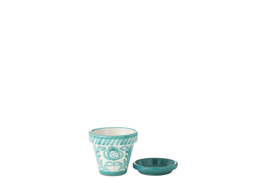 J-Line bloempot Granada - keramiek - aqua - extra small - Ø 17 cm