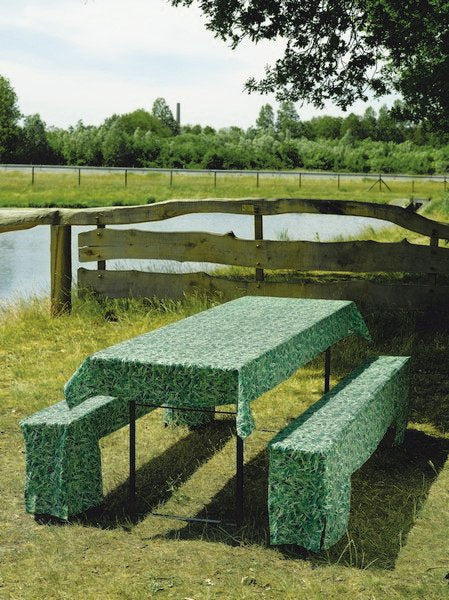 Highlands Ev01 Bier tafelset textiel groen 1st 100x260cm/ 2st 220x25x45cm