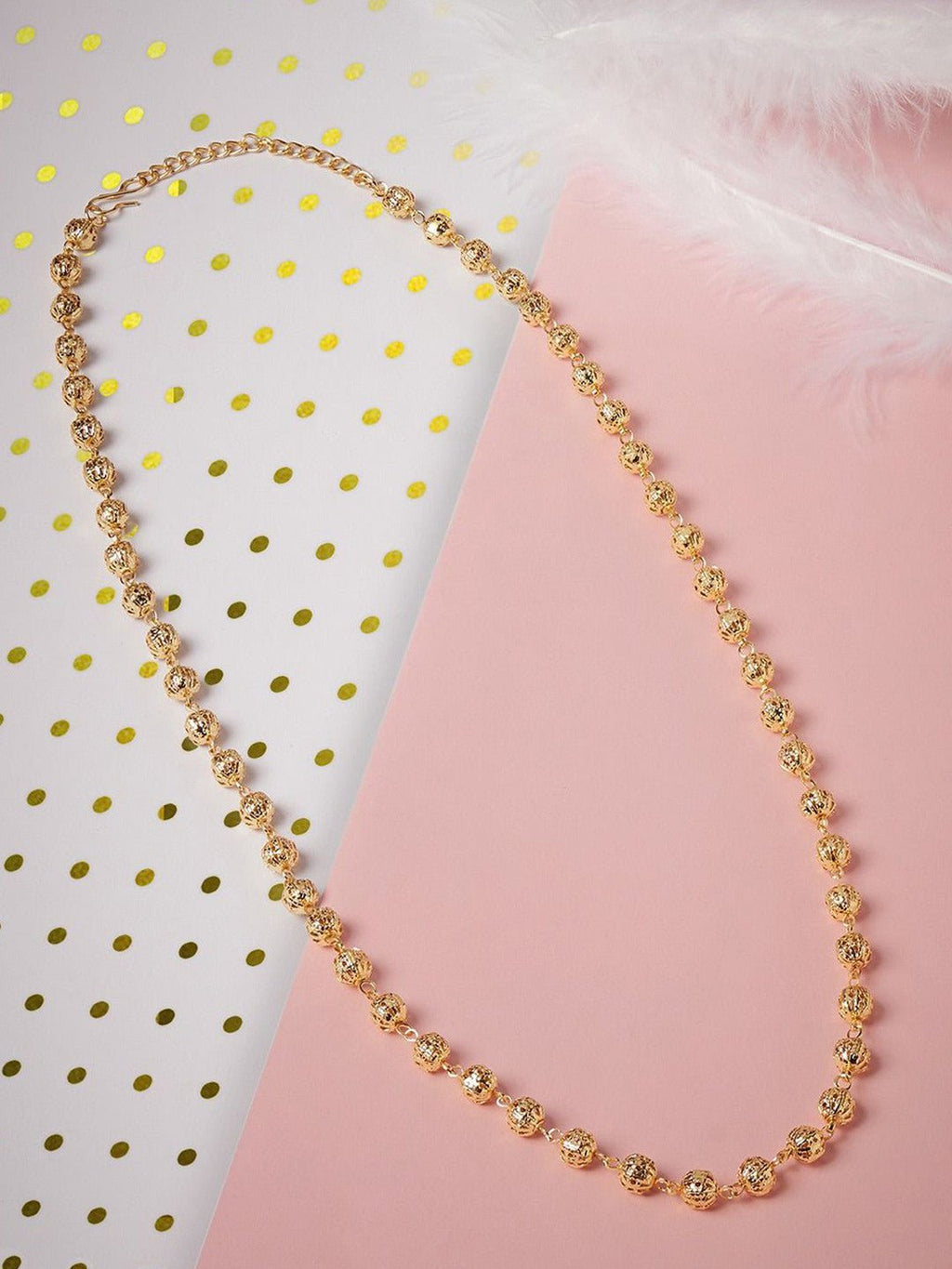 Vergulde kralenketting – retailketting – kralenontwerp – 29 cm lengte