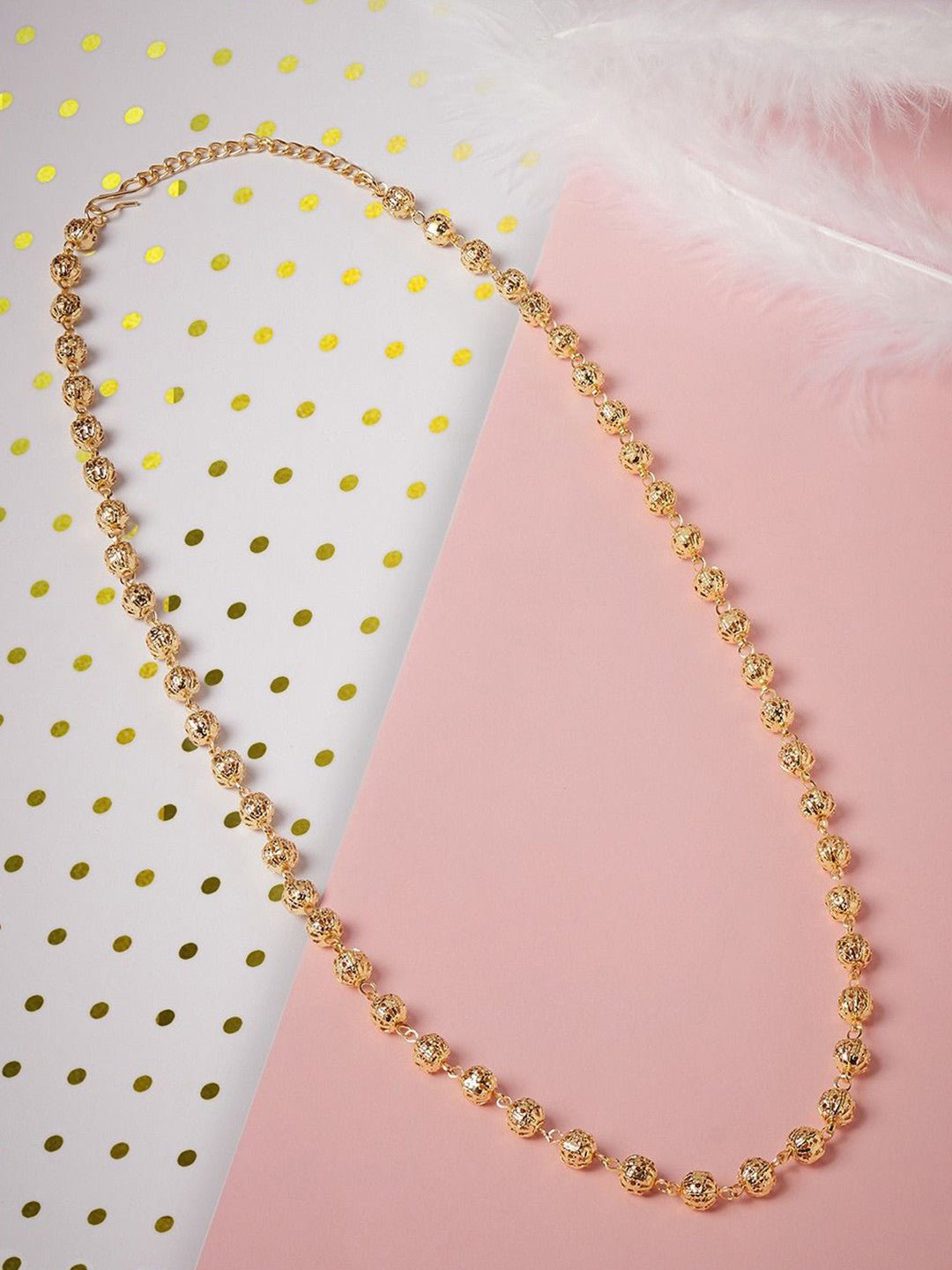 Vergulde kralenketting – retailketting – kralenontwerp – 29 cm lengte