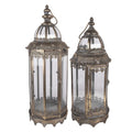 Lantaarn Set van 2 Ø 26x67 / Ø 19x45 cm Bruin Metaal