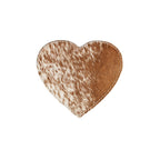 Onderzetter koehuid hart bruin/wit 14cm