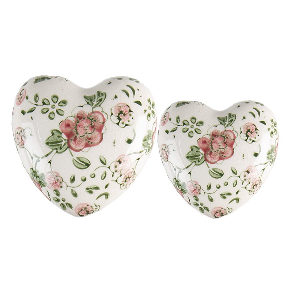 Decoratie 11x4 cm Roze Beige Keramiek Bloemen
