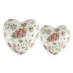 Decoratie 11x4 cm Roze Beige Keramiek Bloemen