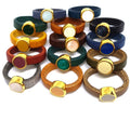 Leren ringen emaille ronde setting (10 stuks)