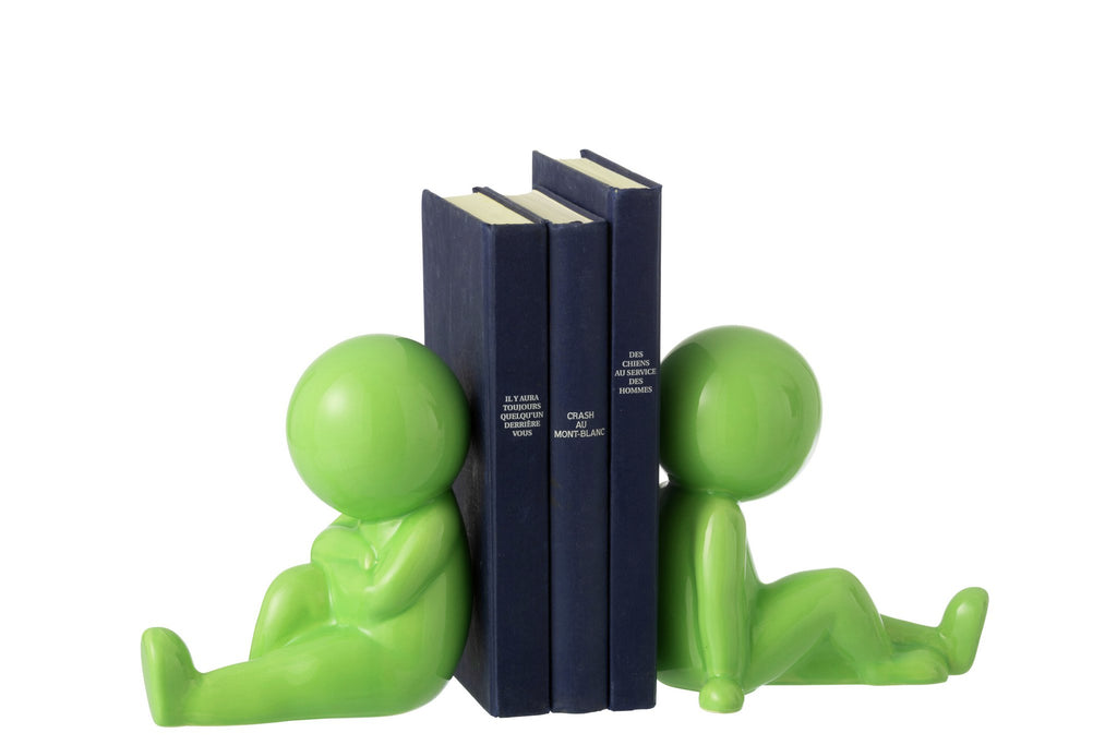 J-Line boekensteun Marcel - keramiek - groen