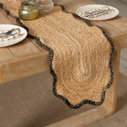 Jute gevlochten tafelloper – houtskool – natuurlijk eetdecor