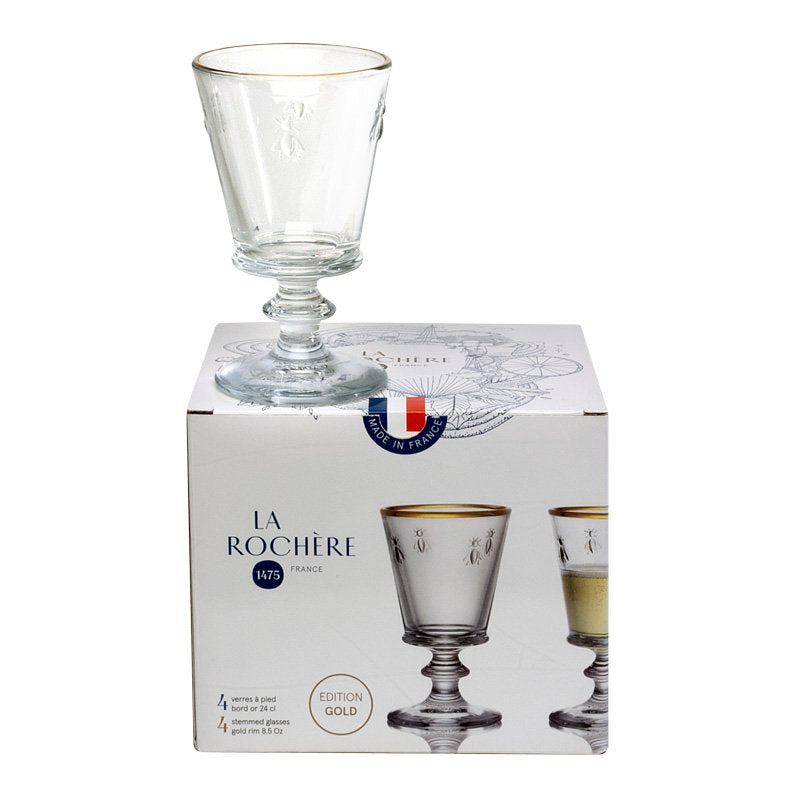 4x Abeille wijnglas gouden rand