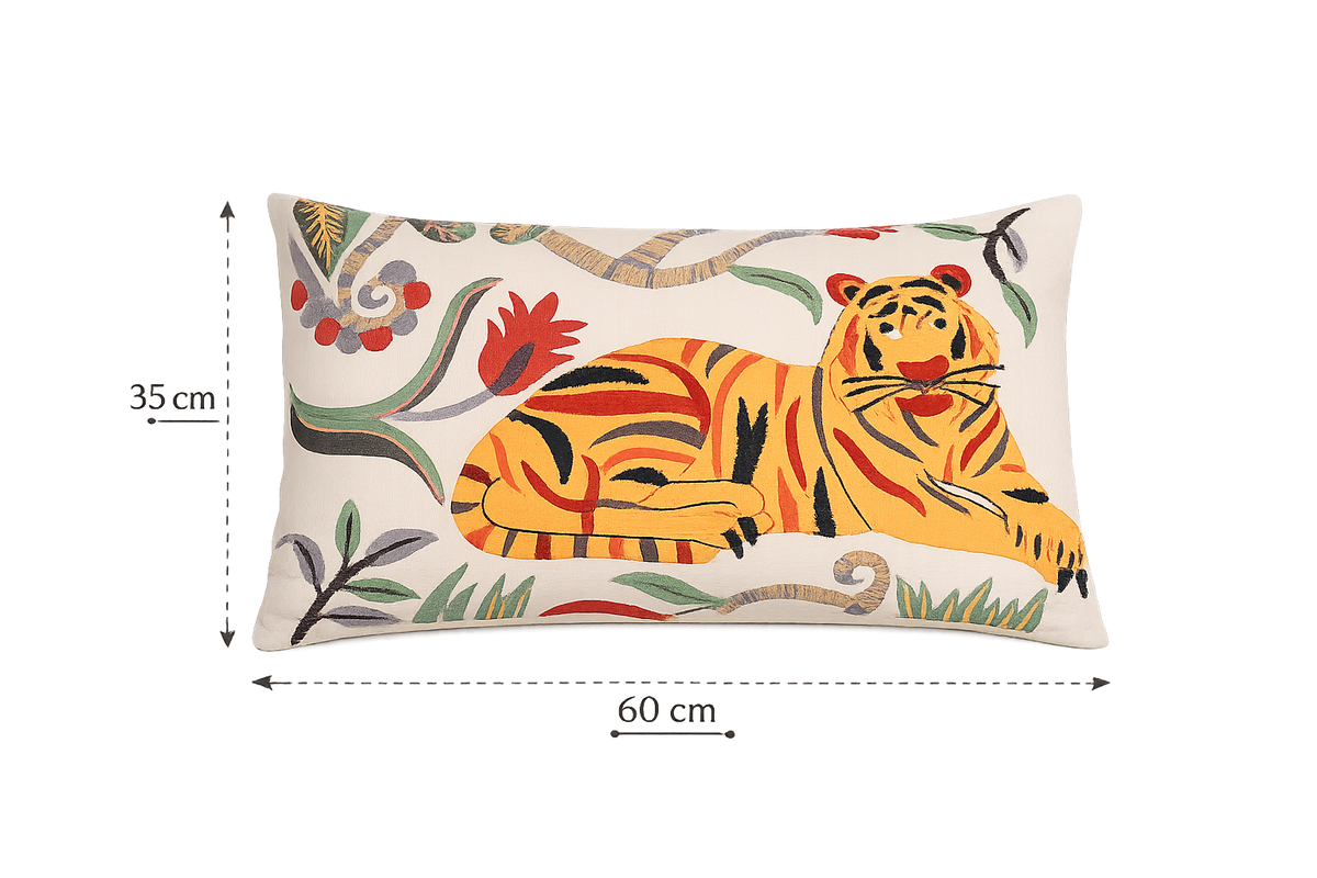 Lumbaal katoenen kussen - Tiger Design - 35 x 60 cm