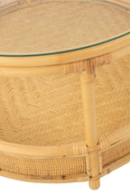 J-Line salontafel Jovelyne - rotan/glas - naturel