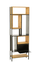 J-Line Schap Tina Hout/Ijzer Zwart/Naturel Small