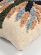 Set van 2 - Witte en groene vierkante kussenhoezen met bloemen – Decoratieve kussenslopen – Ademend katoen