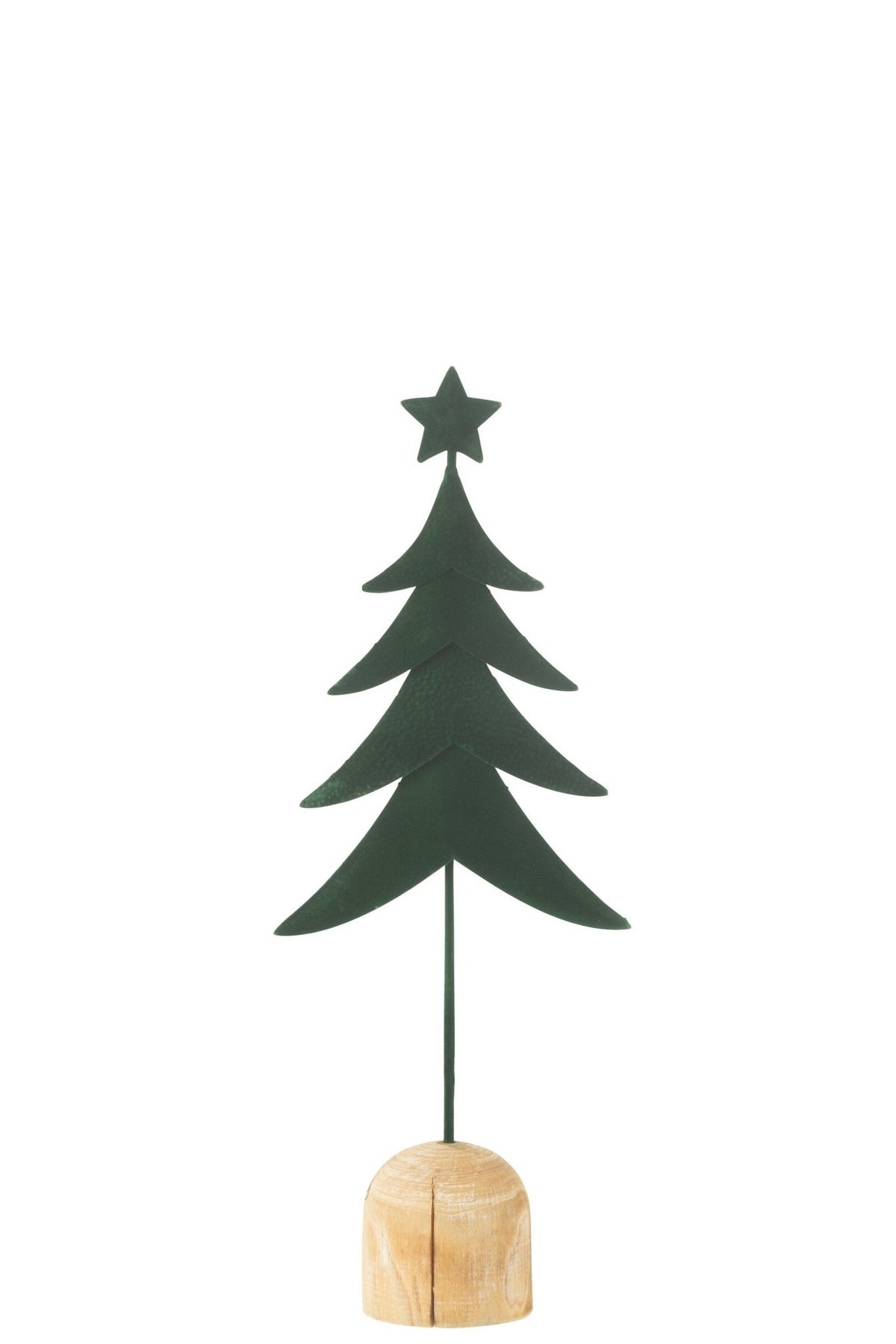 J-Line decoratie Kerstboom Op Voet + Ster - metaal/hout - groen - S