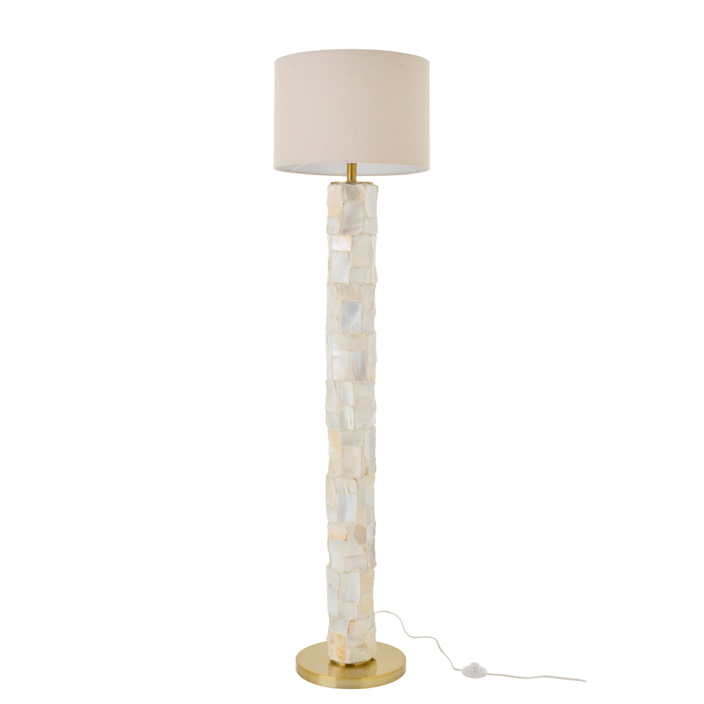 J-Line vloerlamp Pareleffect - schelpen - wit/beige