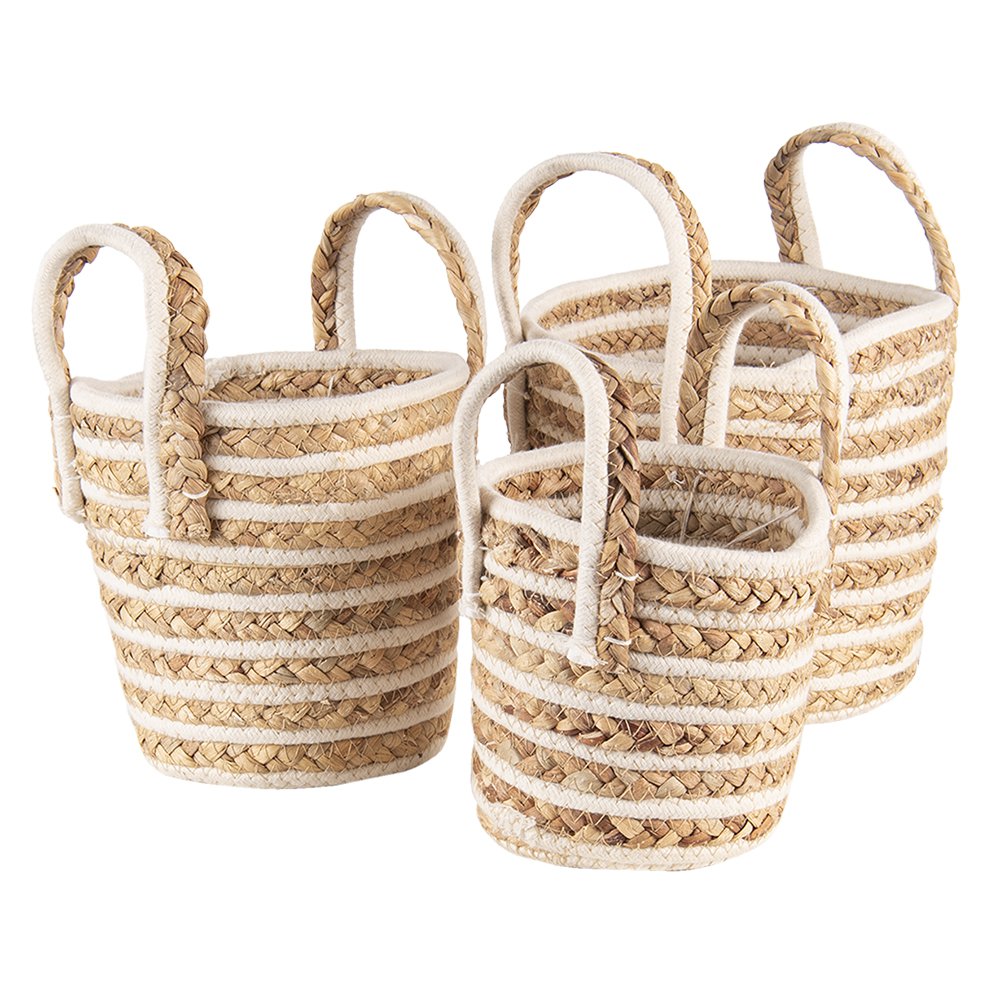 Opbergmand Set van 3 Ø21x20 cm Beige Bruin Zeegras Mand
