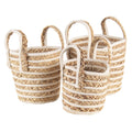 Opbergmand Set van 3 Ø21x20 cm Beige Bruin Zeegras Mand